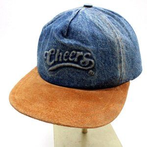 Vintage Cheers Denim Cap Hat Unisex Blue Adjustable Light Washed One Size USA
